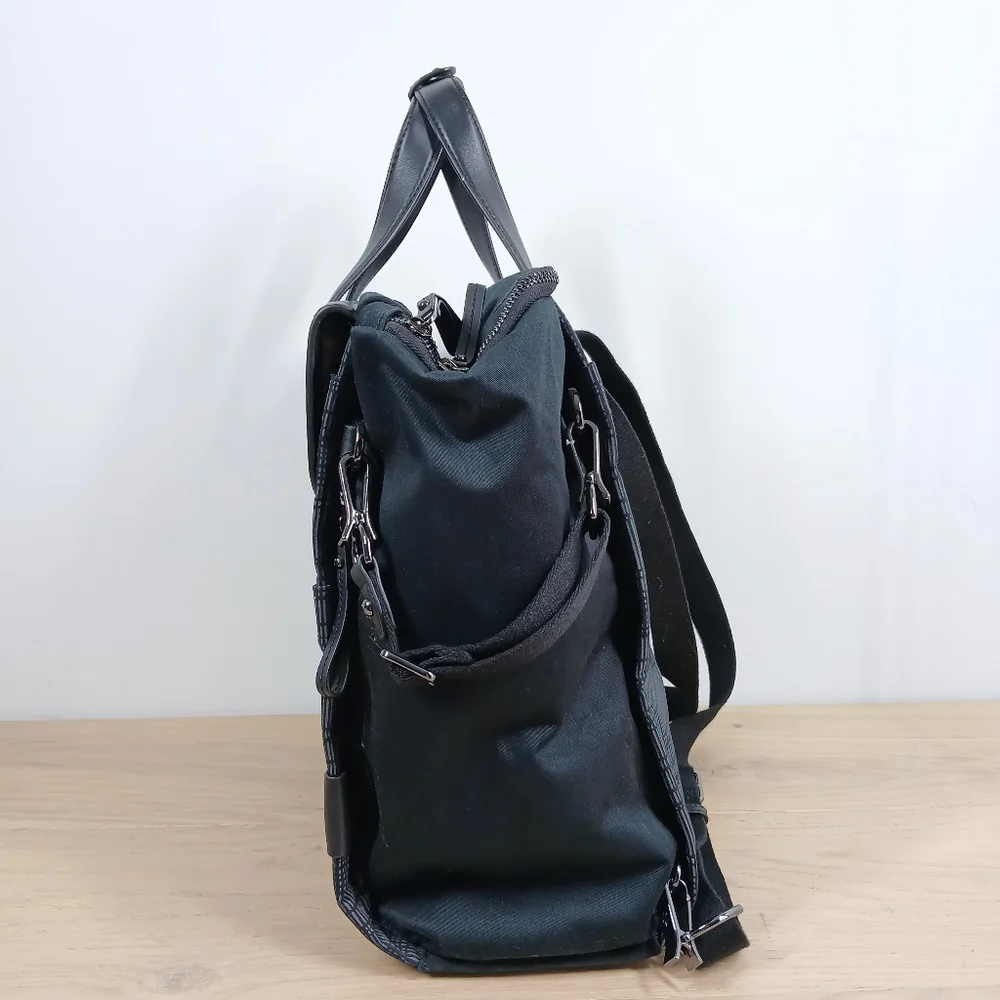 Skip Hop Black Gray Leather Trim‎ Diaper Bag Tote with Shoulder Strap
